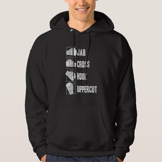 Jab Cross Hook Uppercut Kickboxning Boxnings Träna Hoodie (Framsida)