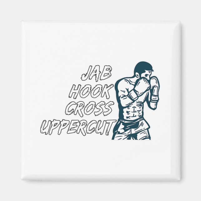 Jab Hook Cross Uppercut Boxning För Boxare Män Poj Magnet (Framsidan)