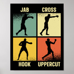 Jab Kor Krok Uppercut - Boxing Moves Graphic Gri Poster