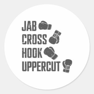 Jab Kor Krok Uppercut Funny Boxing Coach Trainin Runt Klistermärke