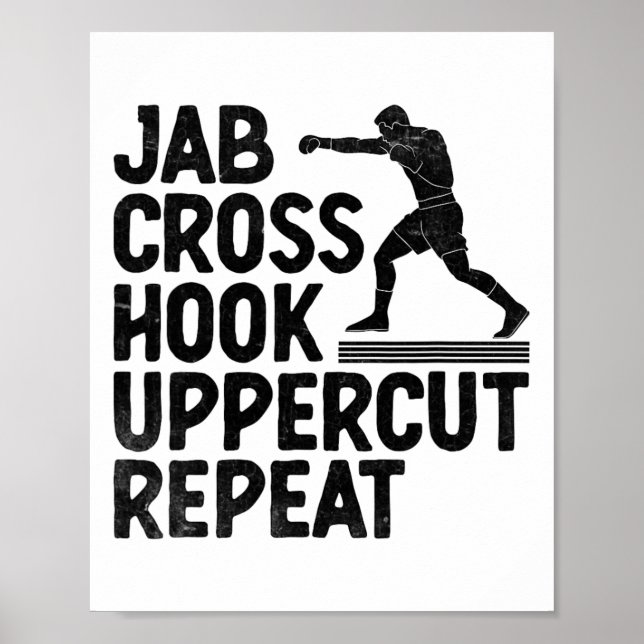 Jab Kor Krok Uppercut Repeat Boxer Sports Athlet Poster (Framsidan)