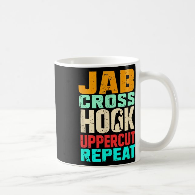 Jab Kor Krok Uppercut Upprepa Retro Kickboxing mm Kaffemugg (Höger)