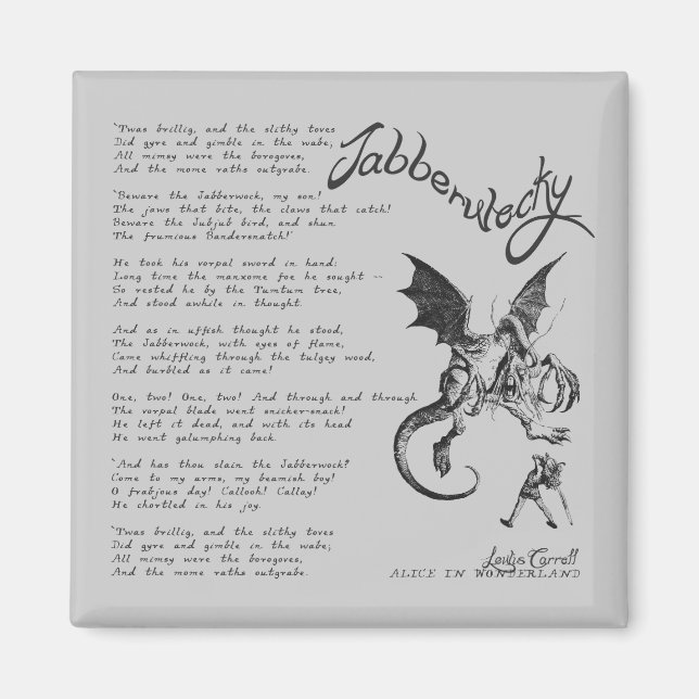 Jabberwocky Dikt Magnet (Framsidan)