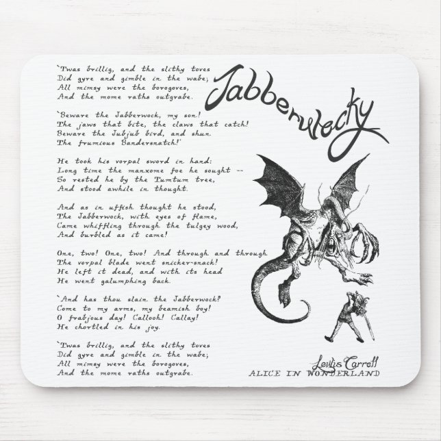 Jabberwocky dikt musmatta (Framsidan)