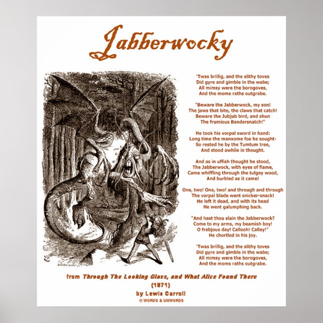 Jabberwocky (Lewis Carroll through Tittar Glass) Poster (Framsidan)