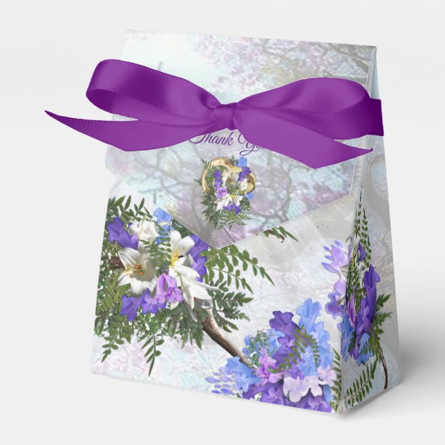 Jacaranda-blomningar & liljebukett presentaskar (Framsidan Sidan)