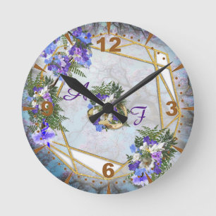 Jacaranda Blooms & Lily Bouquet Rund Klocka
