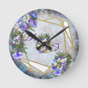 Jacaranda Blooms & Lily Bouquet Rund Klocka