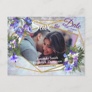 Jacaranda Blooms & Lily Bouquet Sparar datumet Meddelande Vykort