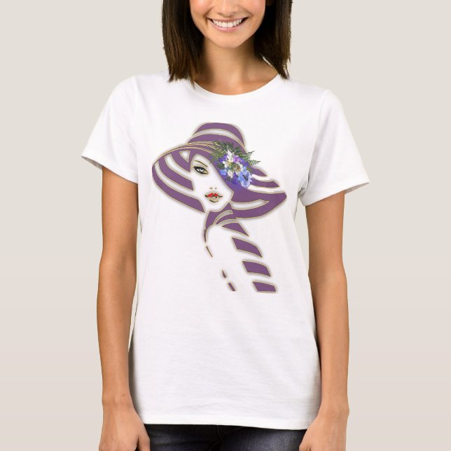 Jacaranda Blooms & Lily Bouquet T Shirt (Framsida)