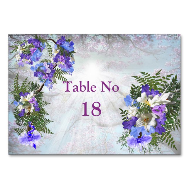 Jacaranda Blooms & Lily Bouquet Theme Bordsnummer (Framsidan)