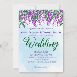 Jacaranda Himmel Blue Bröllop Inbjudningar