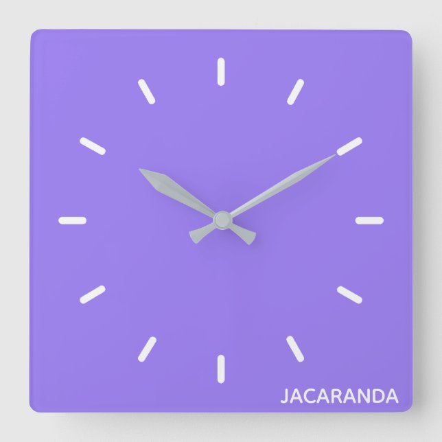 Jacaranda lila färg namn fyrkantig klocka (Framsida)