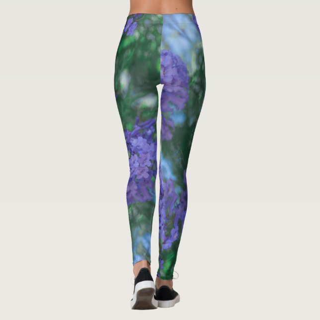 Jacaranda Träd Flowers Pastel Färg Leggings (Baksida)