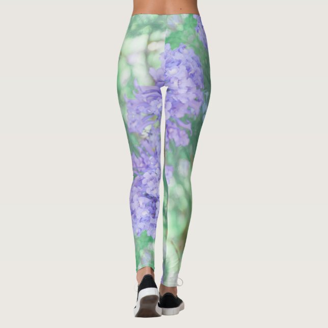 Jacaranda Träd Flowers Pastel Färg Leggings (Baksida)