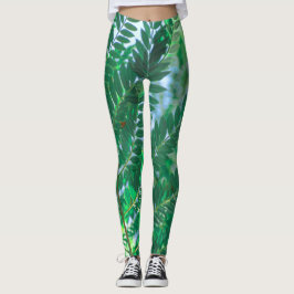 Jacaranda Träd Löv Grönt Färg Leggings