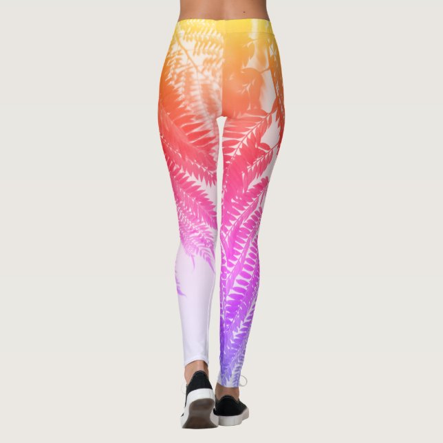Jacaranda Träd Löv Rainbow Färg Leggings (Baksida)
