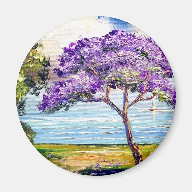 Jacaranda Träd Tropical Art Magnet (Framsidan)