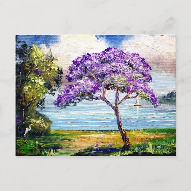 Jacaranda Träd Tropical Art Vykort (Framsida)