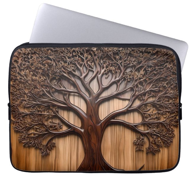 Jacaranda Träd Wood Carving Laptop Fodral (Framsidan)