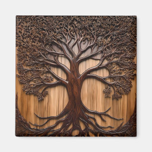Jacaranda Träd Wood Carving Magnet