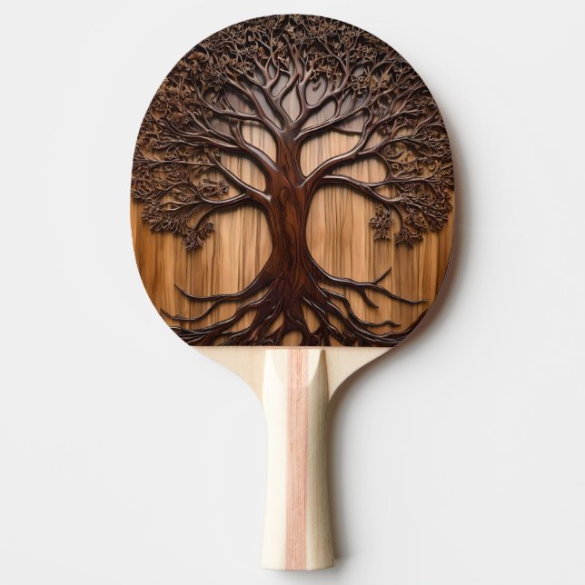 Jacaranda Träd Wood Carving Pingisracket (Framsidan)
