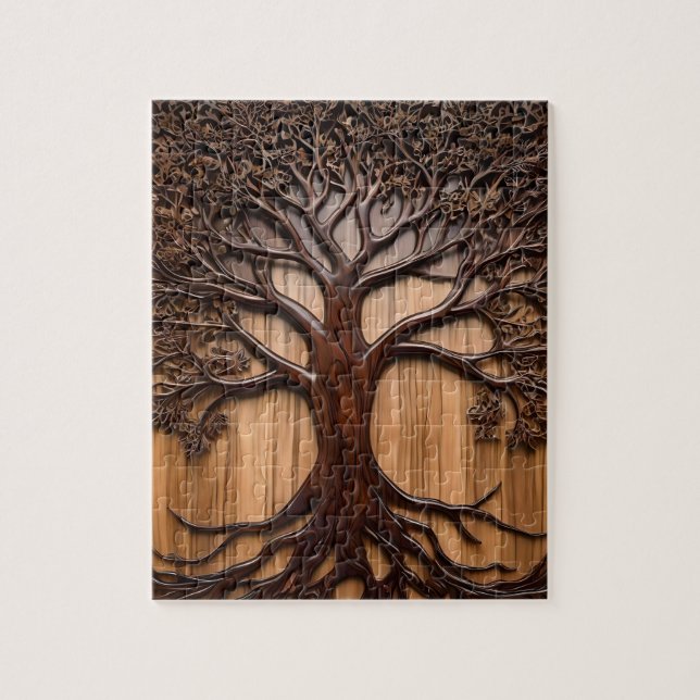 Jacaranda Träd Wood Carving Pussel (Vertikal)