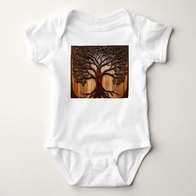 Jacaranda Träd Wood Carving T Shirt (Framsida)