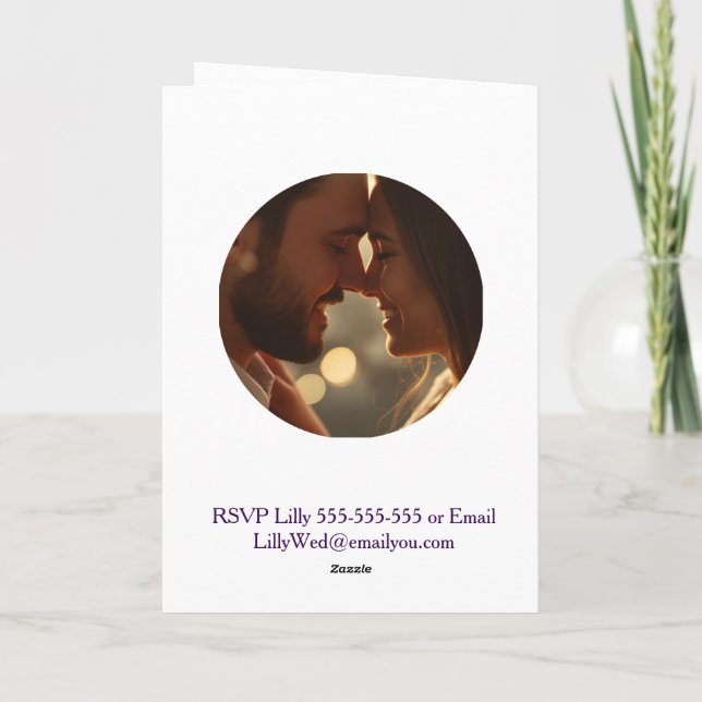 Jacaranda Wedding Invitation | Elegant Purple  Kort (Baksida)