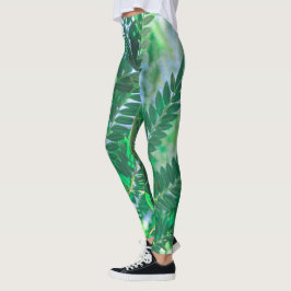Jacarandaträd Blad Gröna Färger Leggings