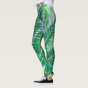 Jacarandaträd Blad Gröna Färger Leggings