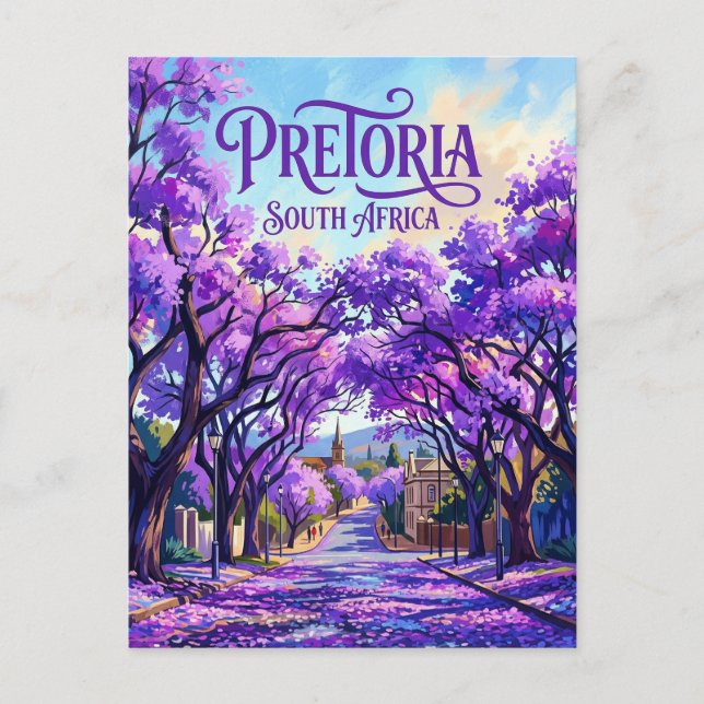 Jacarandaträden i Pretoria Sydafrika Vykort (Framsida)