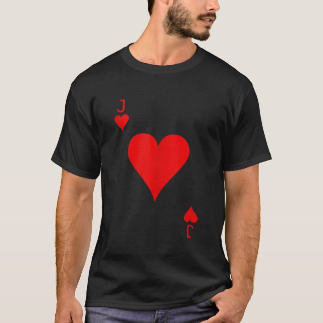 Jack av Hearts Deck of Cards Halloween Costume Tan T Shirt (Framsida)