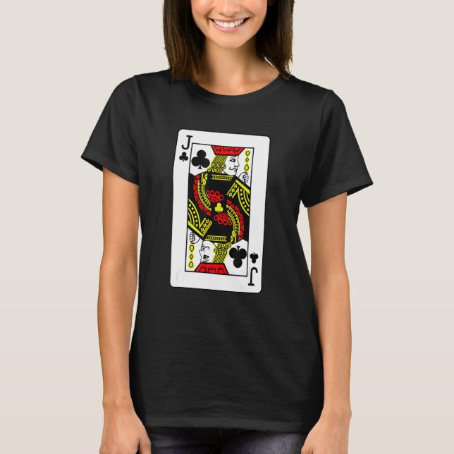 Jack av Klubbar Poker Card-spel med svarta kort T Shirt (Framsida)
