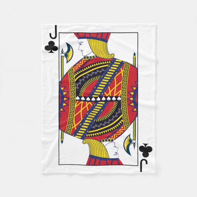 Jack av Klubbar Poker Card-uppspelningskort Blackj Fleecefilt (Framsidan)