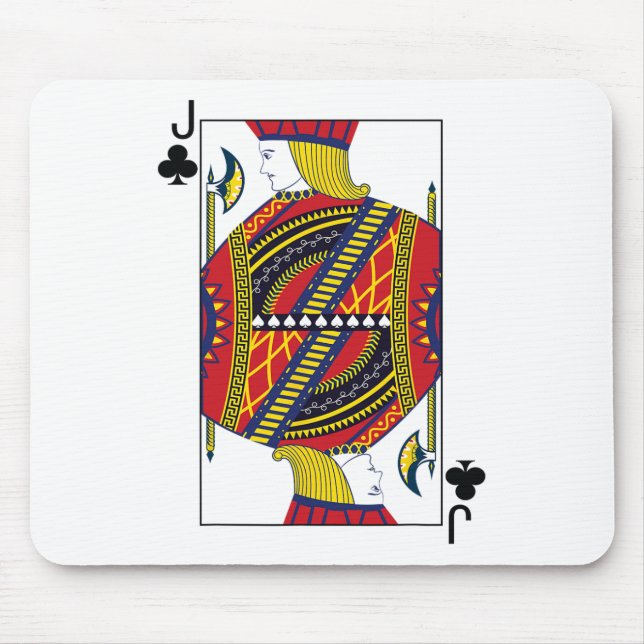 Jack av Klubbar Poker Card-uppspelningskort Blackj Musmatta (Framsidan)