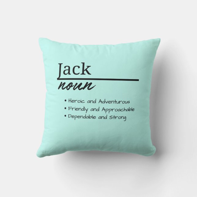 Jack, Boy Personlig Namn Definition Kudde (Baksida)