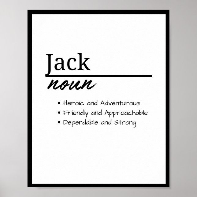 Jack, Boy Personlig Namn Definition Poster (Framsidan)
