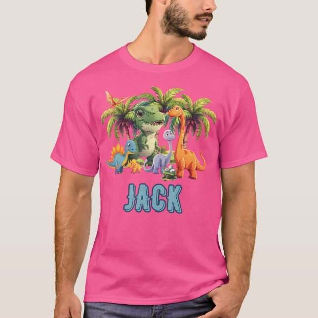 Jack Dinosaur Personlig Anpassningsbar First Namn  T Shirt (Framsida)
