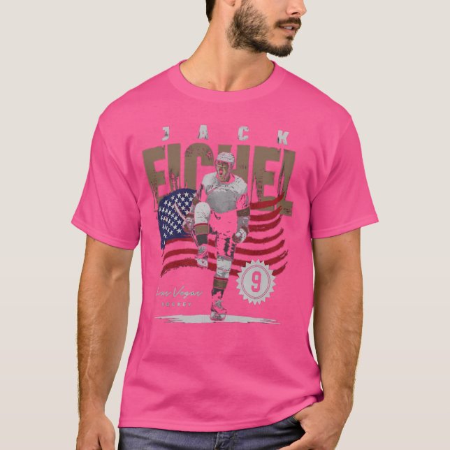 Jack Eichel Vegas med amerikanskt Flagga Pride T Shirt (Framsida)