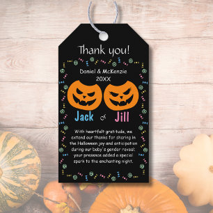 Jack eller Jill O-Lantern-Tack för visning av Gend Presentetikett