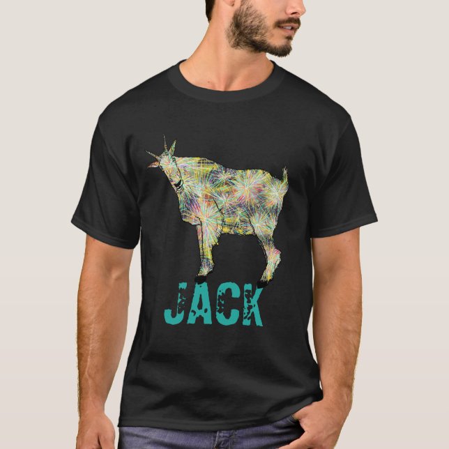 Jack Färgfull Funky Konstig Goat Funny Animal Art Tee (Framsida)