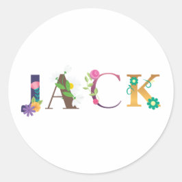 JACK Första Namn Eleganten Embroired Runt Klistermärke