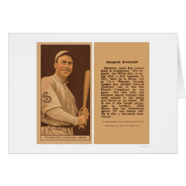 Jack Fournier White Sox Baseball 1912 Hälsningskort (Framsidan Horizontal)