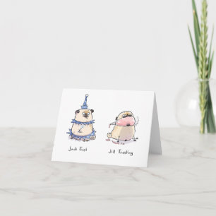 Jack Frost and Jill Frosting pug card Kort