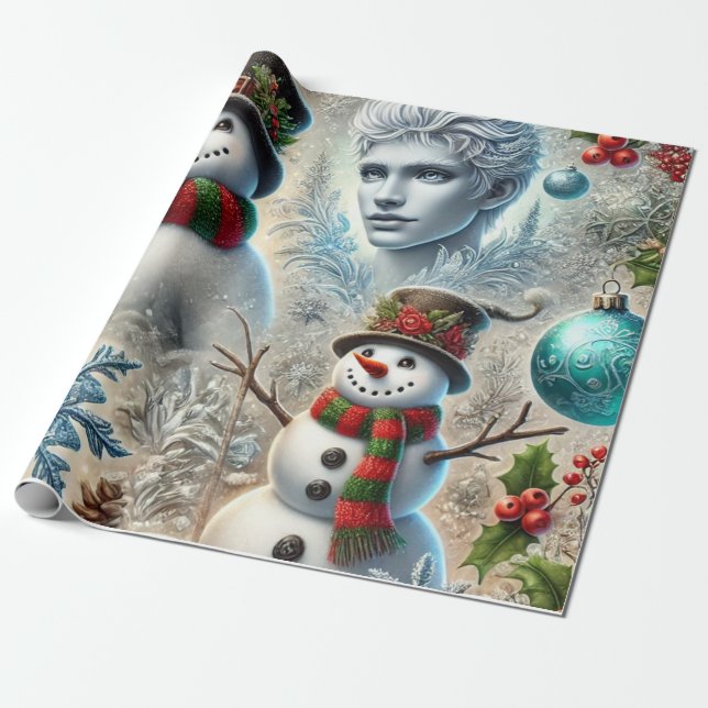 jack frost och snögubbe-jultema 2 presentpapper (Utrullad)