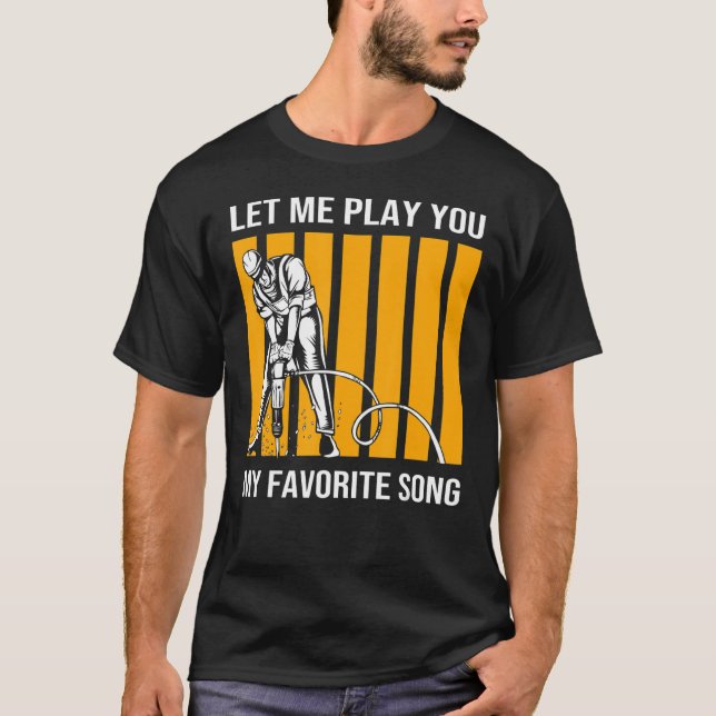 Jack Hammer Construction För manar Vuxen humor T Shirt (Framsida)