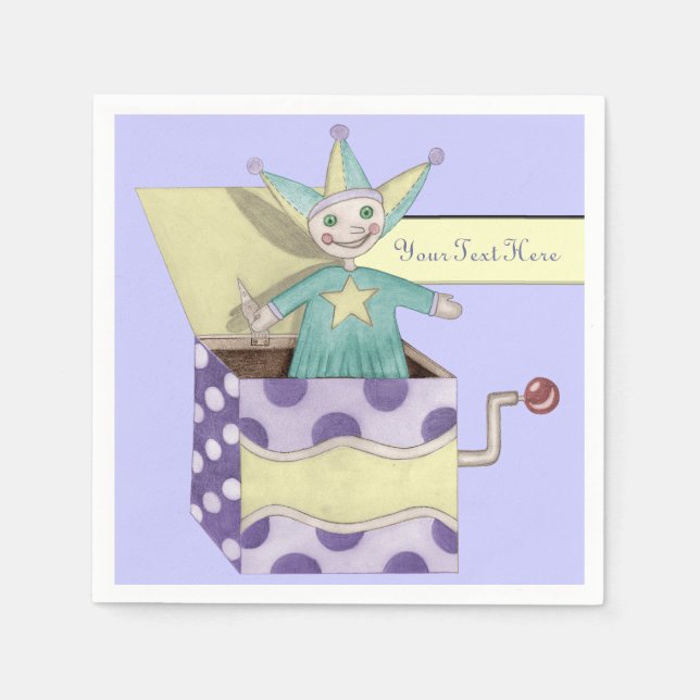 Jack i boxen - Traditionellt Leksaker (pastel) Pappersservett (Framsidan)