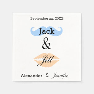 Jack & Jill Party Mustache & Kiss Napkins Pappersservett