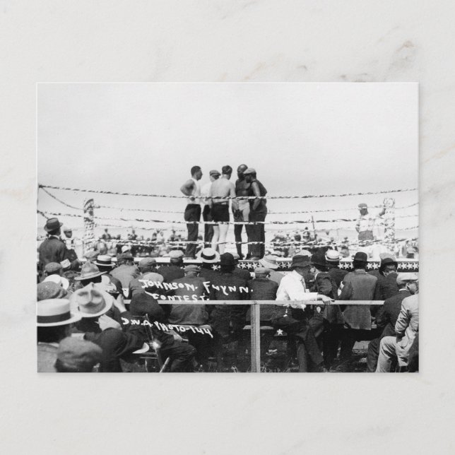 Jack Johnson vs. Fireman Jim Flynn Boxing: 1912 Vykort (Framsida)